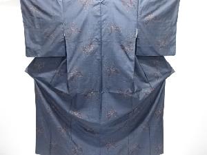 蝶に花模様織り出し本場泥大島紬着物